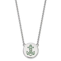 Sterling Silver Rhodium-plated LogoArt Alpha Sigma Tau Sorority Symbol Large Color Enamel Pendant Necklace, 18" view 1