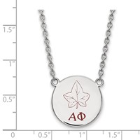 Sterling Silver Rhodium-plated LogoArt Alpha Phi Sorority Symbol Large Color Enamel Pendant Necklace, 18" view 2