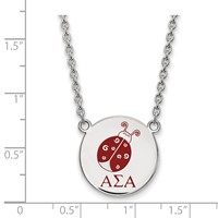 Sterling Silver Rhodium-plated LogoArt Alpha Sigma Alpha Sorority Symbol Large Color Enamel Pendant Necklace, 18" view 2