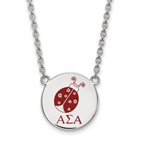 Sterling Silver Rhodium-plated LogoArt Alpha Sigma Alpha Sorority Symbol Large Color Enamel Pendant Necklace, 18" view 1