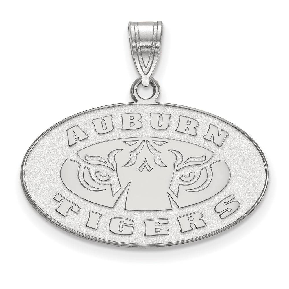 Sterling Silver Rhodium-plated LogoArt Auburn Tigers Medium Pendant