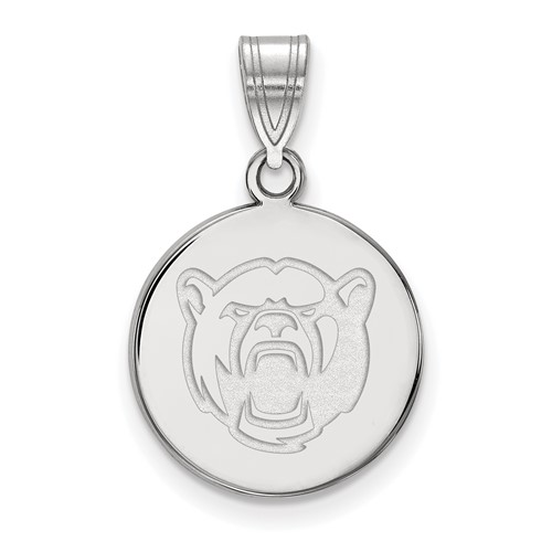Sterling Silver Rhodium-plated LogoArt Baylor University Medium Disc Pendant