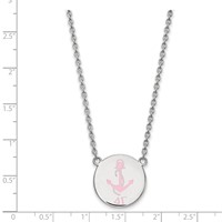 Sterling Silver Rhodium-plated LogoArt Delta Gamma Sorority Symbol Large Color Enamel Pendant Necklace, 18" view 2