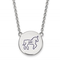 Sterling Silver Rhodium-plated LogoArt Delta Phi Epsilon Sorority Symbol Large Color Enamel Pendant Necklace, 18" view 1