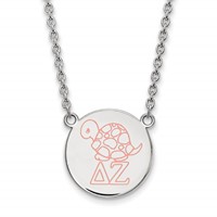 Sterling Silver Rhodium-plated LogoArt Delta Zeta Sorority Symbol Large Color Enamel Pendant Necklace, 18" view 1