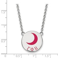 Sterling Silver Rhodium-plated LogoArt Gamma Phi Beta Sorority Symbol Large Color Enamel Pendant Necklace, 18" view 2