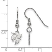 Sterling Silver Rhodium-plated LogoArt Georgia Institute of Technology Yellow Jacket Extra Small Dangle Wire Earrings view 2