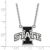 Sterling Silver Rhodium-plated LogoArt Iowa State University Large Enameled Pendant Necklace, 18" view 2