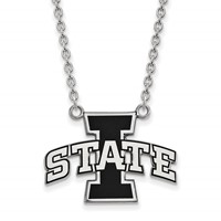 Sterling Silver Rhodium-plated LogoArt Iowa State University Large Enameled Pendant Necklace, 18" view 1
