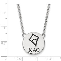 Sterling Silver Rhodium-plated LogoArt Kappa Alpha Theta Sorority Symbol Large Color Enamel Pendant Necklace, 18" view 2