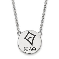 Sterling Silver Rhodium-plated LogoArt Kappa Alpha Theta Sorority Symbol Large Color Enamel Pendant Necklace, 18" view 1