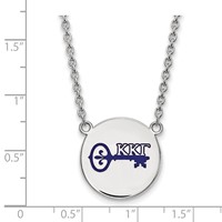 Sterling Silver Rhodium-plated LogoArt Kappa Kappa Gamma Sorority Symbol Large Color Enamel Pendant Necklace, 18" view 2