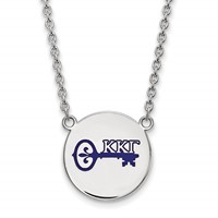 Sterling Silver Rhodium-plated LogoArt Kappa Kappa Gamma Sorority Symbol Large Color Enamel Pendant Necklace, 18" view 1