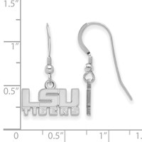 Sterling Silver Rhodium-plated LogoArt Louisiana State University L-s-u Tigers Extra Small Dangle Wire Earrings view 2