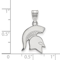 Sterling Silver Rhodium-plated LogoArt Michigan State University Spartan Medium Pendant view 2