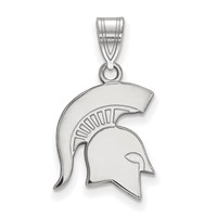 Sterling Silver Rhodium-plated LogoArt Michigan State University Spartan Medium Pendant view 1