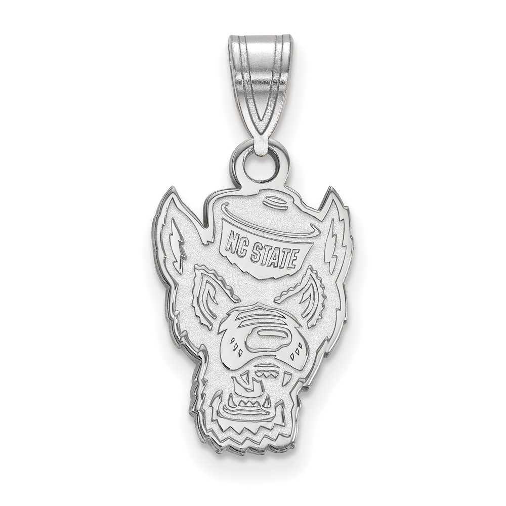 Sterling Silver Rhodium-plated LogoArt North Carolina State University Wolf Medium Pendant