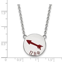 Sterling Silver Rhodium-plated LogoArt Pi Beta Phi Sorority Symbol Large Color Enamel Pendant Necklace - 18in view 2