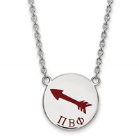 Sterling Silver Rhodium-plated LogoArt Pi Beta Phi Sorority Symbol Large Color Enamel Pendant Necklace - 18in view 1