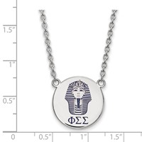 Sterling Silver Rhodium-plated LogoArt Phi Sigma Sigma Sorority Symbol Large Color Enamel Pendant Necklace, 18" view 2