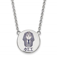 Sterling Silver Rhodium-plated LogoArt Phi Sigma Sigma Sorority Symbol Large Color Enamel Pendant Necklace, 18" view 1