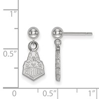 Sterling Silver Rhodium-plated LogoArt Purdue University Boilermakers Train Logo Dangle Ball Post Earrings view 2