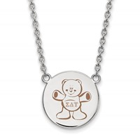 Sterling Silver Rhodium-plated LogoArt Sigma Delta Tau Sorority Symbol Large Color Enamel Pendant Necklace, 18" view 1