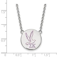 Sterling Silver Rhodium-plated LogoArt Sigma Kappa Sorority Symbol Large Color Enamel Pendant 18 Inch Necklace view 2