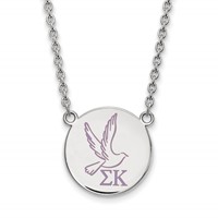 Sterling Silver Rhodium-plated LogoArt Sigma Kappa Sorority Symbol Large Color Enamel Pendant 18 Inch Necklace view 1