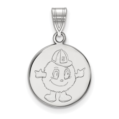 Sterling Silver Rhodium-plated LogoArt Syracuse University Mascot Medium Disc Pendant