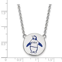 Sterling Silver Rhodium-plated LogoArt Theta Phi Alpha Sorority Symbol Large Color Enamel Pendant Necklace, 18" view 2
