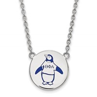 Sterling Silver Rhodium-plated LogoArt Theta Phi Alpha Sorority Symbol Large Color Enamel Pendant Necklace, 18" view 1