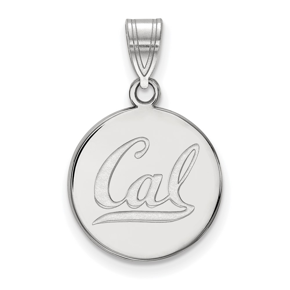 Sterling Silver Rhodium-plated LogoArt University of California Berkeley Medium Disc Pendant