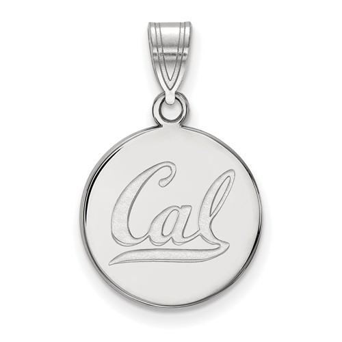 Sterling Silver Rhodium-plated LogoArt University of California Berkeley Medium Disc Pendant