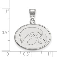 Sterling Silver Rhodium-plated LogoArt University of Iowa Hawk Medium Oval Pendant view 2
