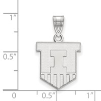Sterling Silver Rhodium-plated LogoArt University of Illinois Victory Badge Medium Pendant view 2