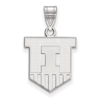 Sterling Silver Rhodium-plated LogoArt University of Illinois Victory Badge Medium Pendant view 1