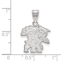 Sterling Silver Rhodium-plated LogoArt University of Kentucky U-k Wildcat Medium Pendant view 2