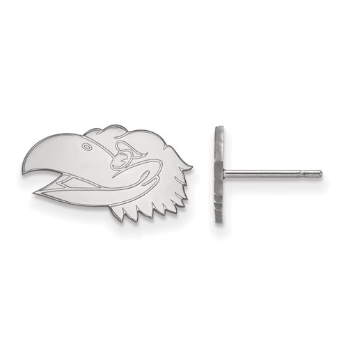 Sterling Silver Rhodium-plated LogoArt University of Kansas Jayhawk Extra Small Post Earrings