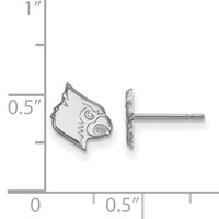 Sterling Silver Rhodium-plated LogoArt University of Louisville Cardinal Extra Small Post Earrings view 2