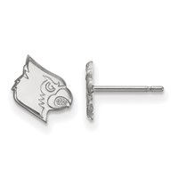 Sterling Silver Rhodium-plated LogoArt University of Louisville Cardinal Extra Small Post Earrings view 1