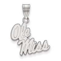 Sterling Silver Rhodium-plated LogoArt University of Mississippi Ole Miss Medium Pendant view 1