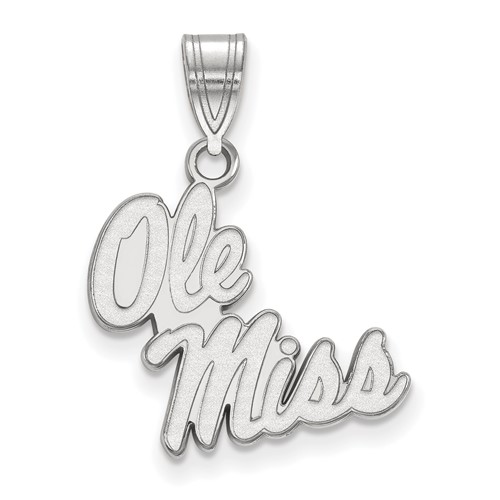 Sterling Silver Rhodium-plated LogoArt University of Mississippi Ole Miss Medium Pendant