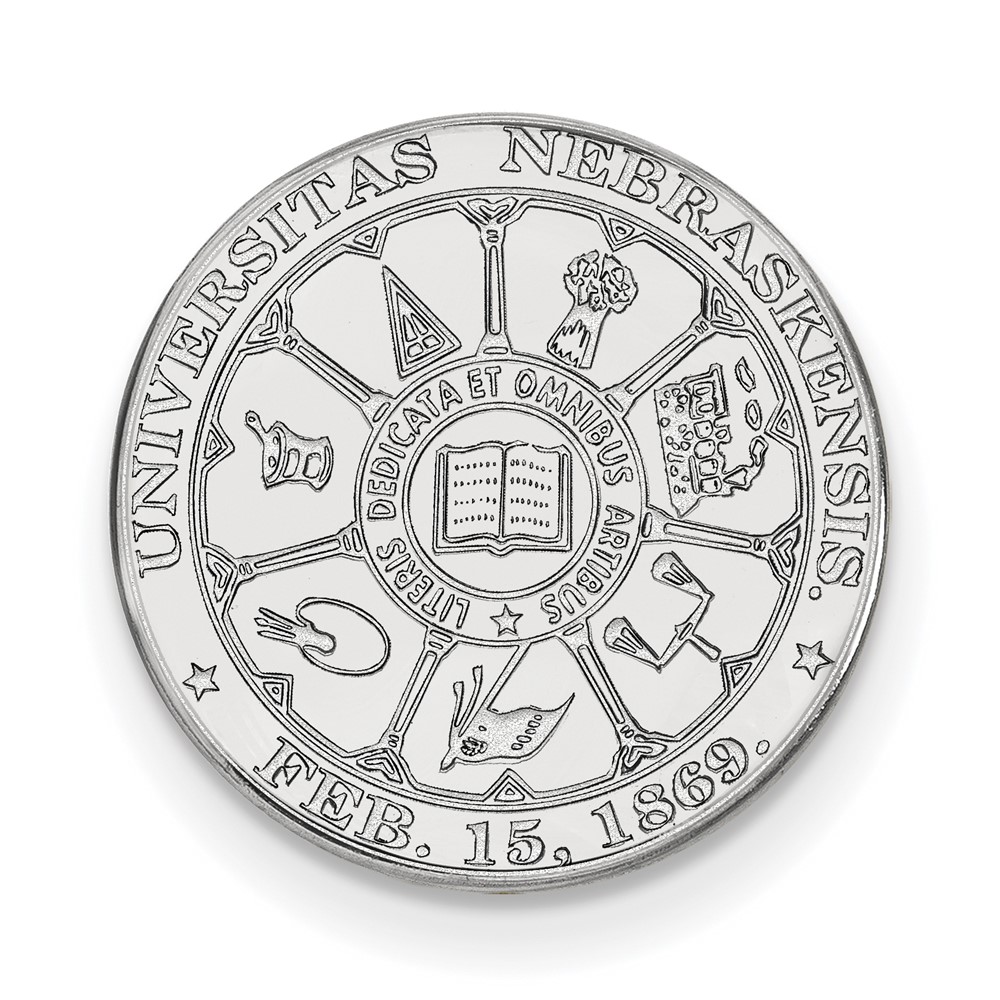 Sterling Silver Rhodium-plated LogoArt University of Nebraska Crest Lapel Pin