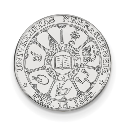 Sterling Silver Rhodium-plated LogoArt University of Nebraska Crest Lapel Pin