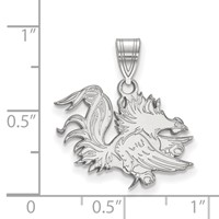 Sterling Silver Rhodium-plated LogoArt University of South Carolina Gamecock Medium Pendant view 2