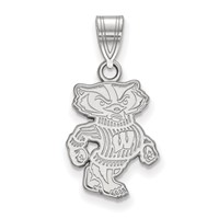 Sterling Silver Rhodium-plated LogoArt University of Wisconsin Badger Medium Pendant view 1