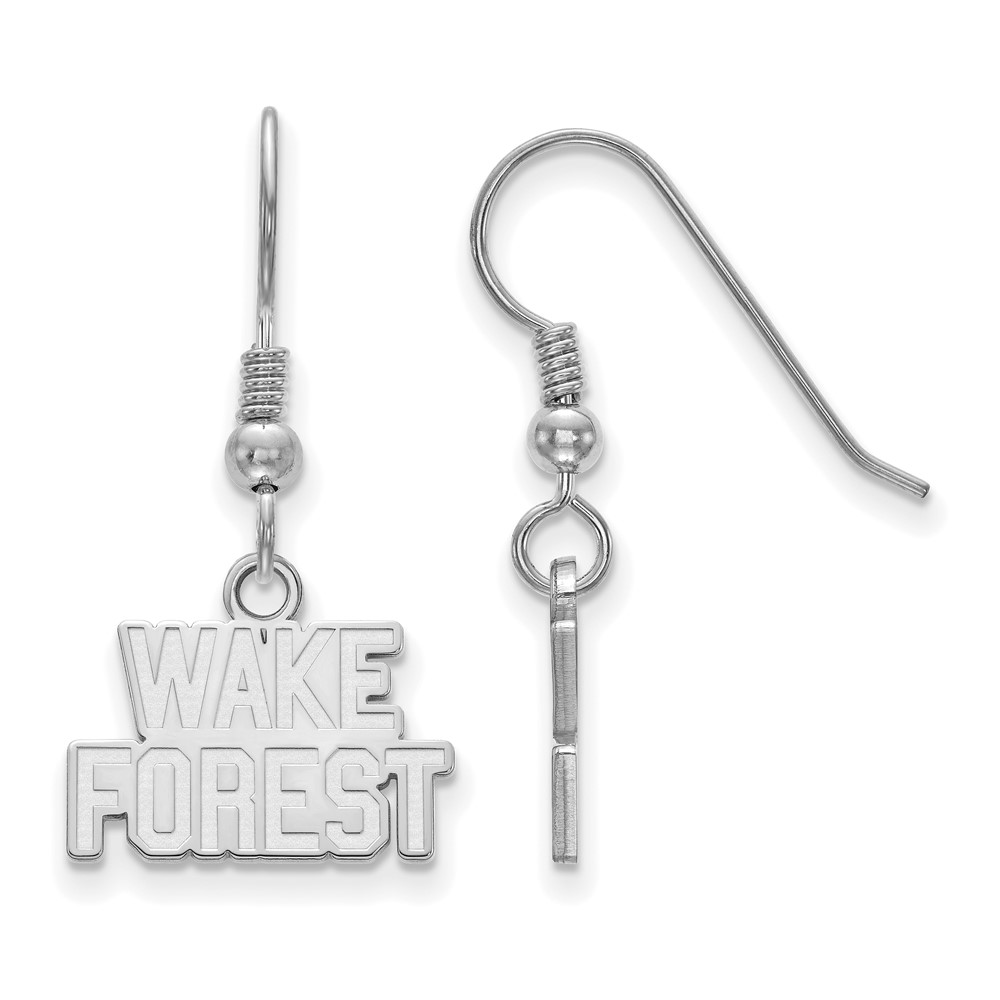 Sterling Silver Rhodium-plated LogoArt Wake Forest University W-f Extra Small Dangle Wire Earrings