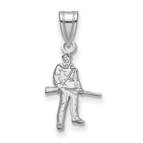 Sterling Silver Rhodium-plated LogoArt West Virginia University Mountaineer Medium Pendant