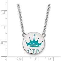 Sterling Silver Rhodium-plated LogoArt Zeta Tau Alpha Sorority Symbol Small Color Enamel Pendant Necklace, 18" view 2